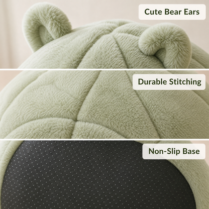 Cozy Plush Hooded Pet Bed for Cats & Small Dogs – Soft Calming Cave with Hanging Toy Ball