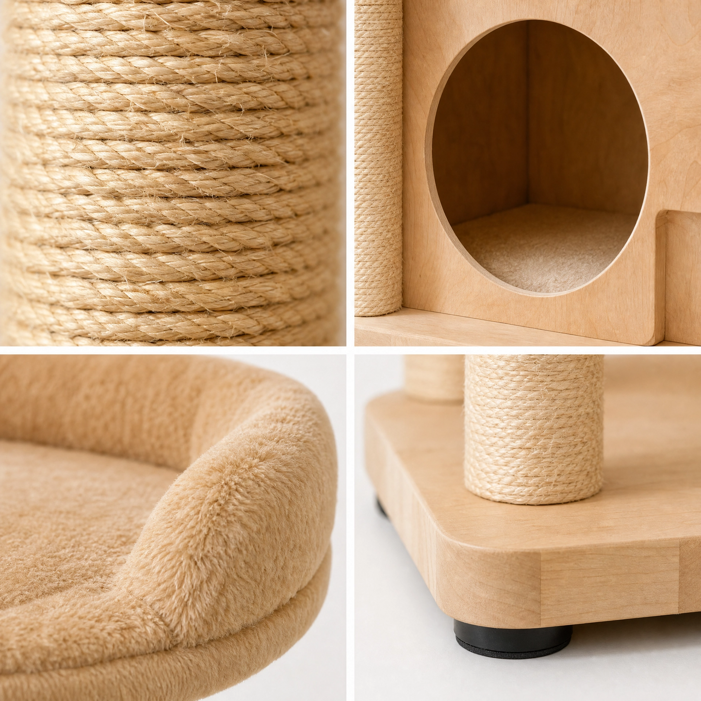 Modern Multi-Level Wood Cat Tree with Cozy Condo & Sisal Scratching Posts