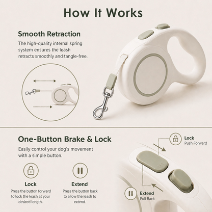 Retractable Dog Leash – Smooth & Safe Walking Experience