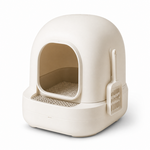 Modern Enclosed Cat Litter Box with Scoop