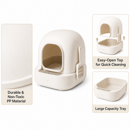 Modern Enclosed Cat Litter Box with Scoop