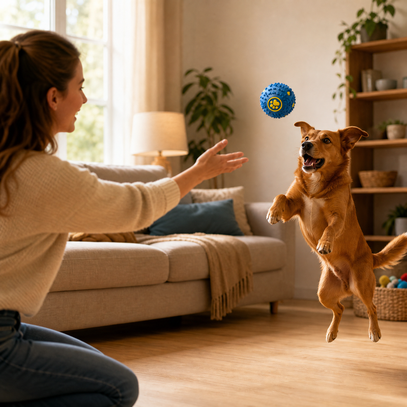 Interactive Textured Rubber Dog Ball