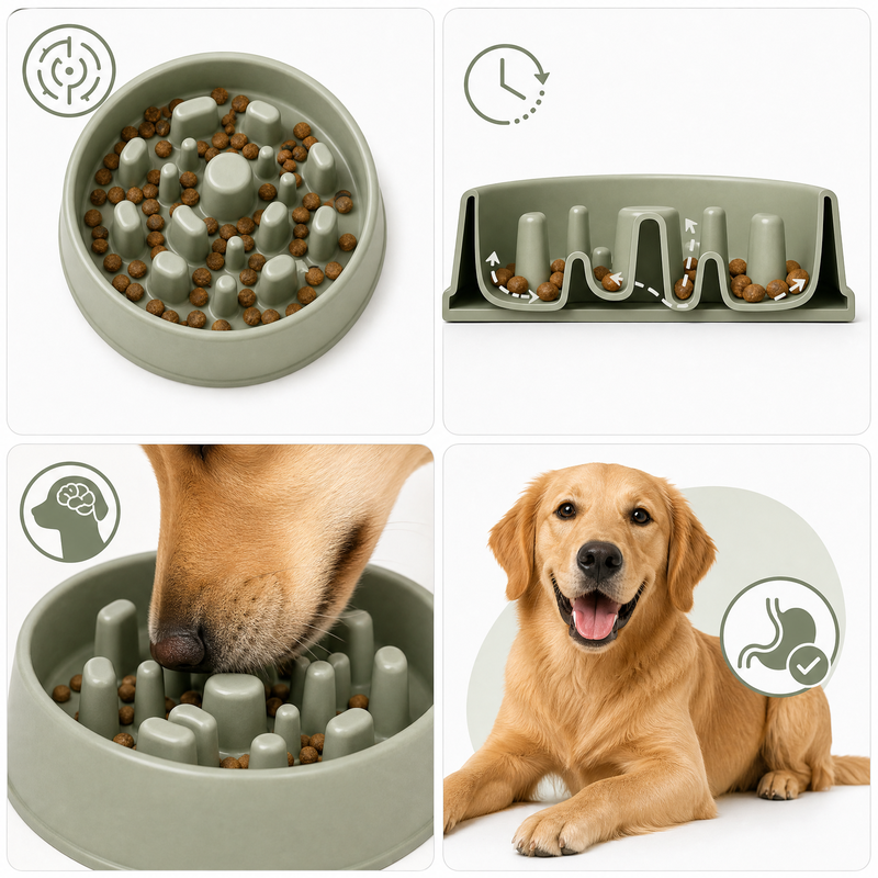 Slow Feeder Dog Bowl with Non-Slip Base
