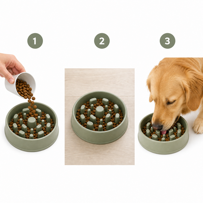 Slow Feeder Dog Bowl with Non-Slip Base
