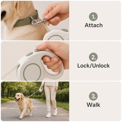 Retractable Dog Leash – Smooth & Safe Walking Experience